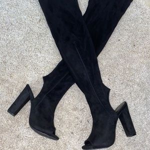 Open Toe Heeled Over the Knee Boots